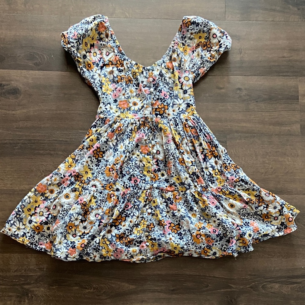 American Eagle Outfitters Floral Mini Dress in Yellow and Pink